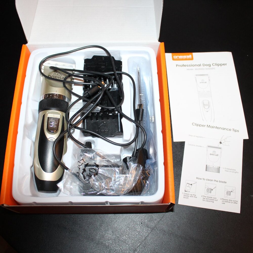 Oneisall Dog Pet Grooming Clippers Kit with Guards Quiet Low Noise